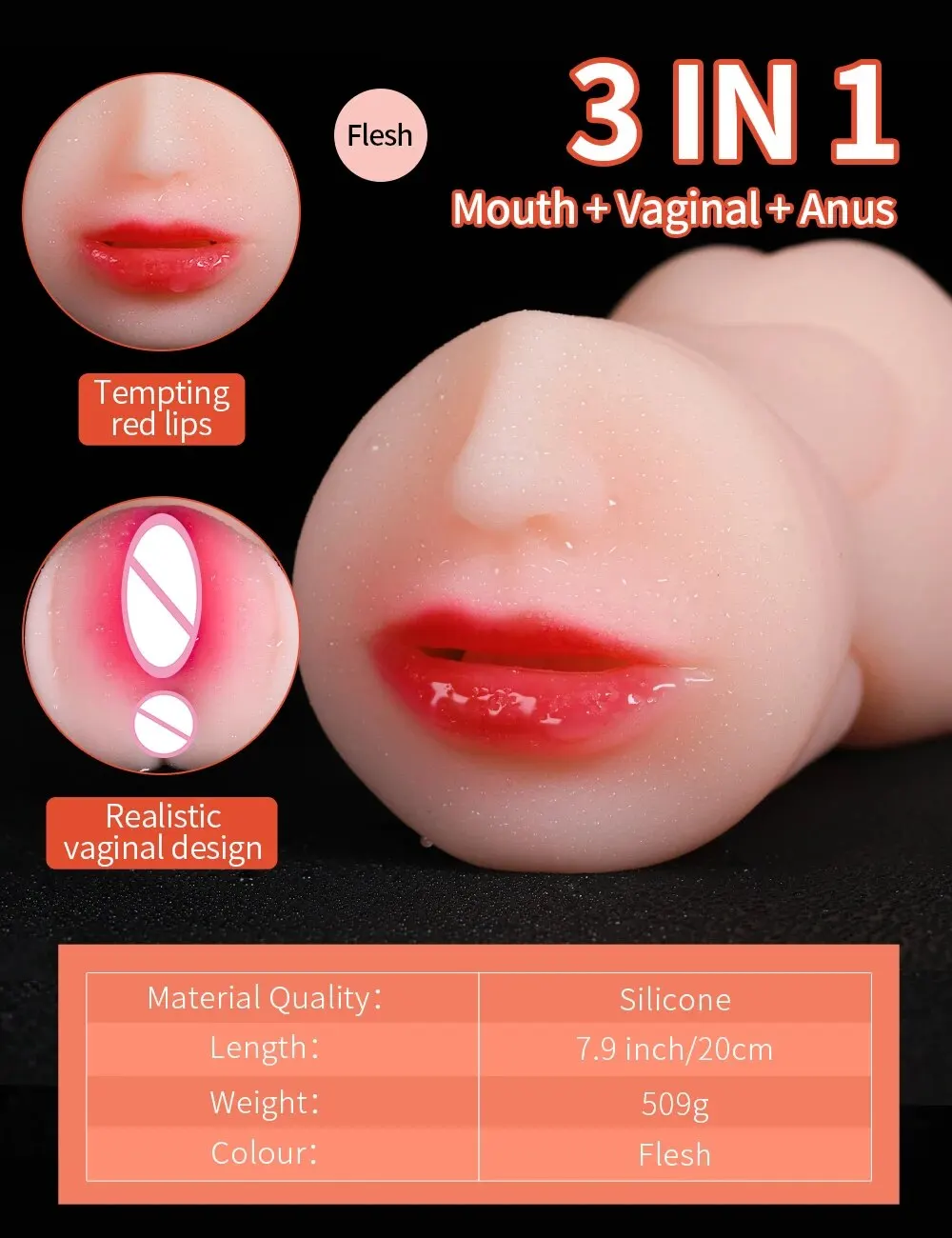 3 IN 1 Sex Toys Masturbation For Men Deep Throat Artificial Real Pussy Oral Male MasturbatorBlowjob Realistic Rubber Vagina