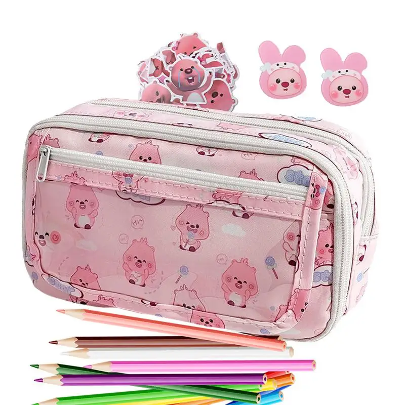 Stationery Bag Cute Cartoon Pencil Case Large Capacity Cartoon Pencil Case Pouch Student Supplies