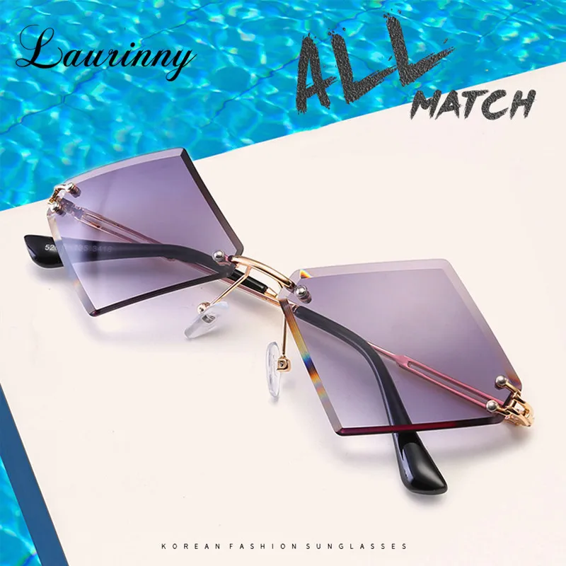 

2022 New Rimless Sunglasses Female Gradient Translucent Eyeglasses Irregular Trend Street Shooting Sun Glasses For Women UV400