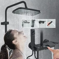 Piano Bathroom Shower Set SDSN Sanitary Ware Hot Cold Bathrooom Faucet Rain Shower Head Chrome Piano Bathroom Shower System 2