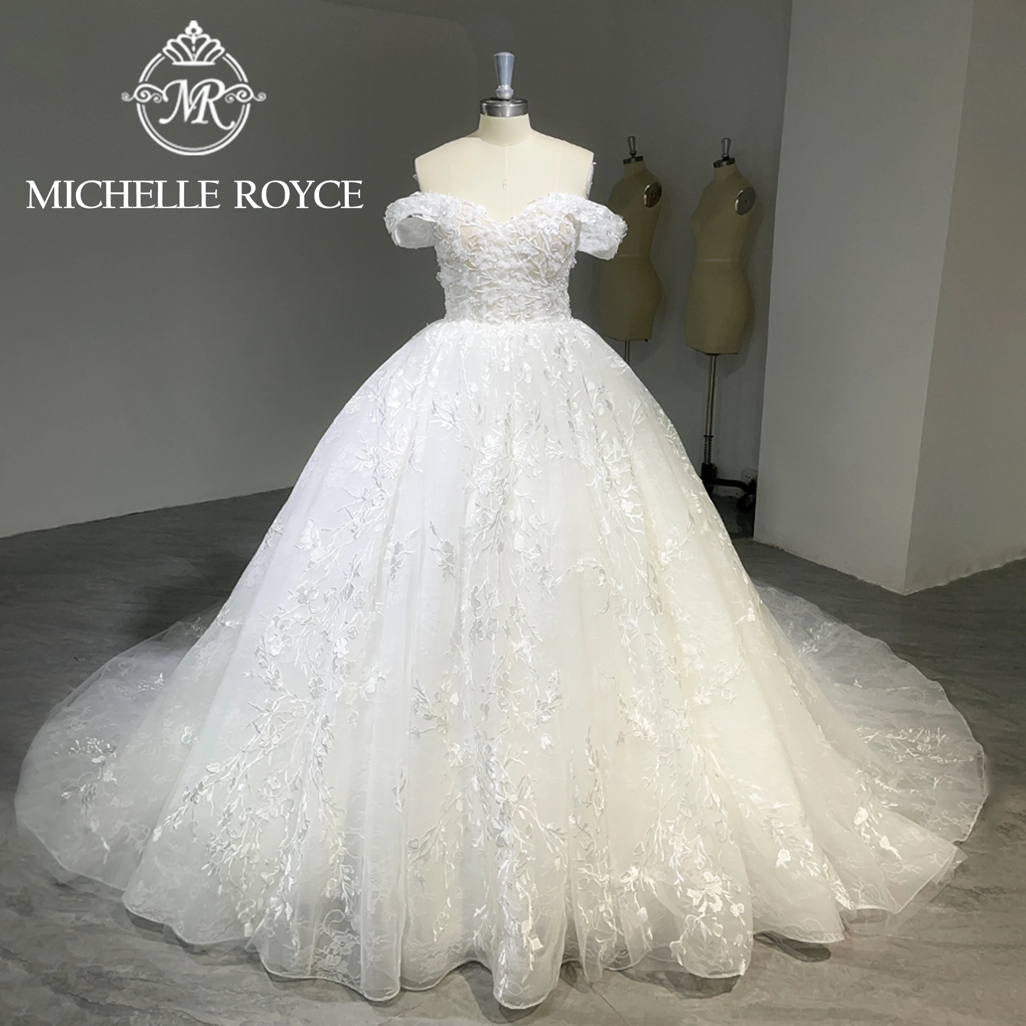 

Michelle Royce Ball Gown Wedding Dresses For Women 2023 Sweetheart Beading Off Shoulder Lace Up Wedding Gown Vestidos De Novia