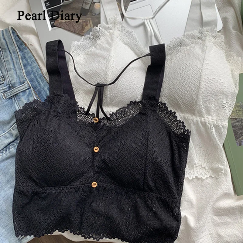 

Pearl Diary Women Sexy Underwear Lace Top Brassiere Comfort Push Up Bra Seamless Tank Up Female Sexy Lingerie Girl Bra Crop Top