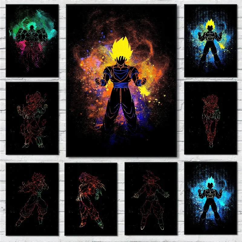 

Japan Bandai Anime Dragon Ball Frameless Canvas Painting Decorative Poster Wall Painting Children's Room High Quality Wall Art