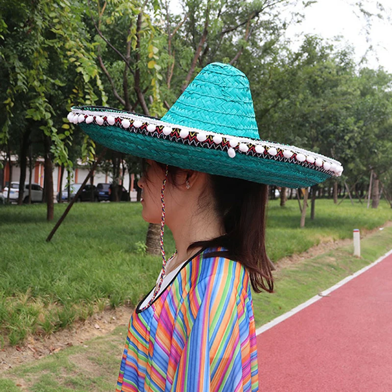 Mexican Party Hat Colorful Wide Brim Straw Hats Men Women Summer Outdoor Sun Hat Sombrero Halloween Party Decor