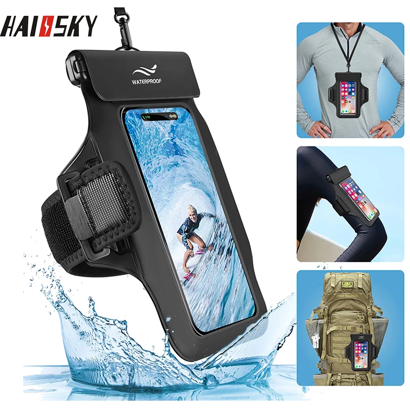 Dry bag Waterproof bag Waterproof phone case Swimming bag HAISSKY New Armband Waterproof Phone Pouch Universal Under Water Beach Pouch Swimming Bags Surfing Boating Touch Screen Dry Bag