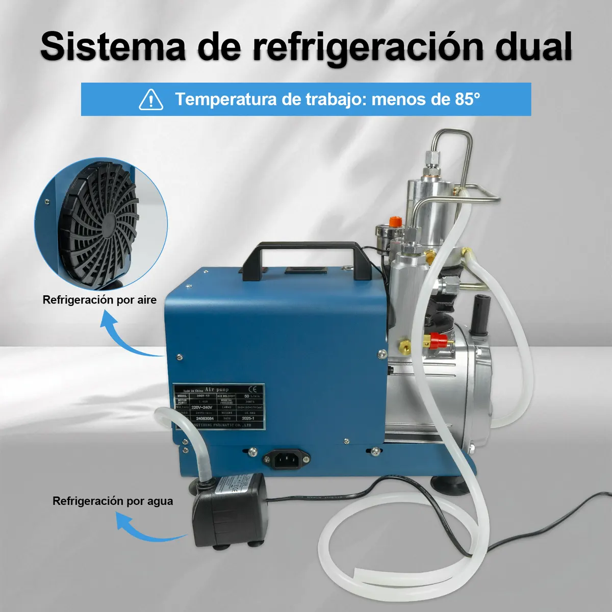 YONGHENG 300Bar PCP High Pressure Air Compressor 4500Psi Adjustable Auto-Stop Electric Compressor for PCP Scuba Inflator Tank — view 4