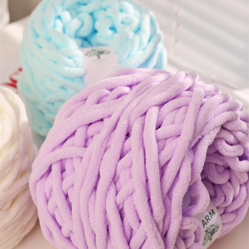 100g/45M Ice Strip Yarn Coarse Wool Chenille Velvet Chunky Yarn for Sweaters Hand-woven Diy Softknitted Scarf Wool Threads 3