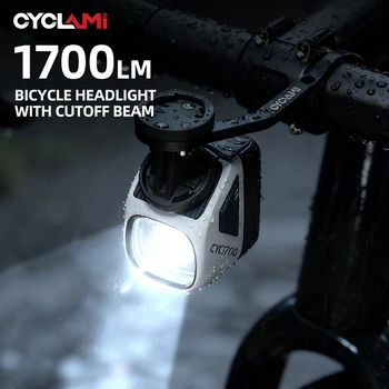 CYCLAMI CYC1700 Faro Anteriore per Bicicletta Wireless con Telecomando, Alta Luminosità, Linea di Taglio, 4000mAh, 1700 Lumen, in Lega di Alluminio