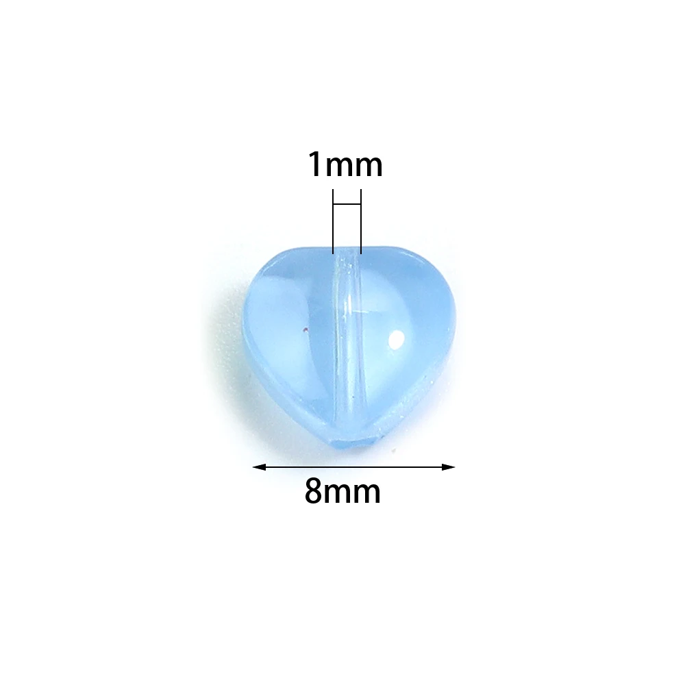 50Pcs 8mm 투명 하트 모양 체코 유리 구슬 램프워크 크리스탈 구슬 수제 목걸이 귀걸이 DIY 쥬얼리 만들기