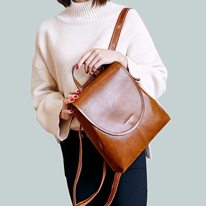 GenuineLeatherWomenRucksackKnapsackShoulderCrossBodyBagsFemale