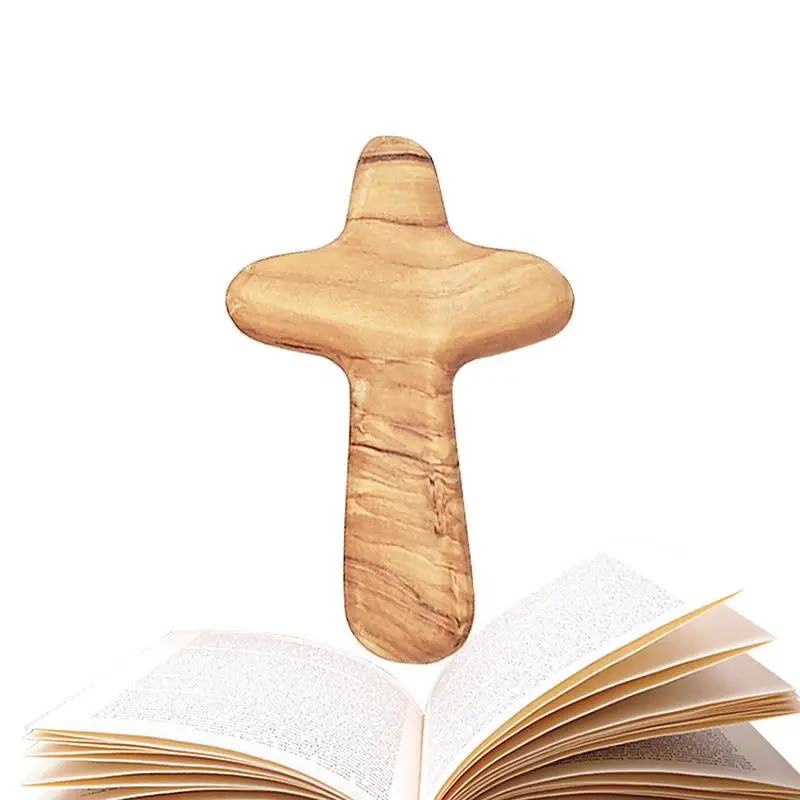 창의적인 작은 올리브 나무 십자가, 손바닥 크기, 부드러운 달라 붙는 십자가, 기도하고 위로하는 기독교 선물