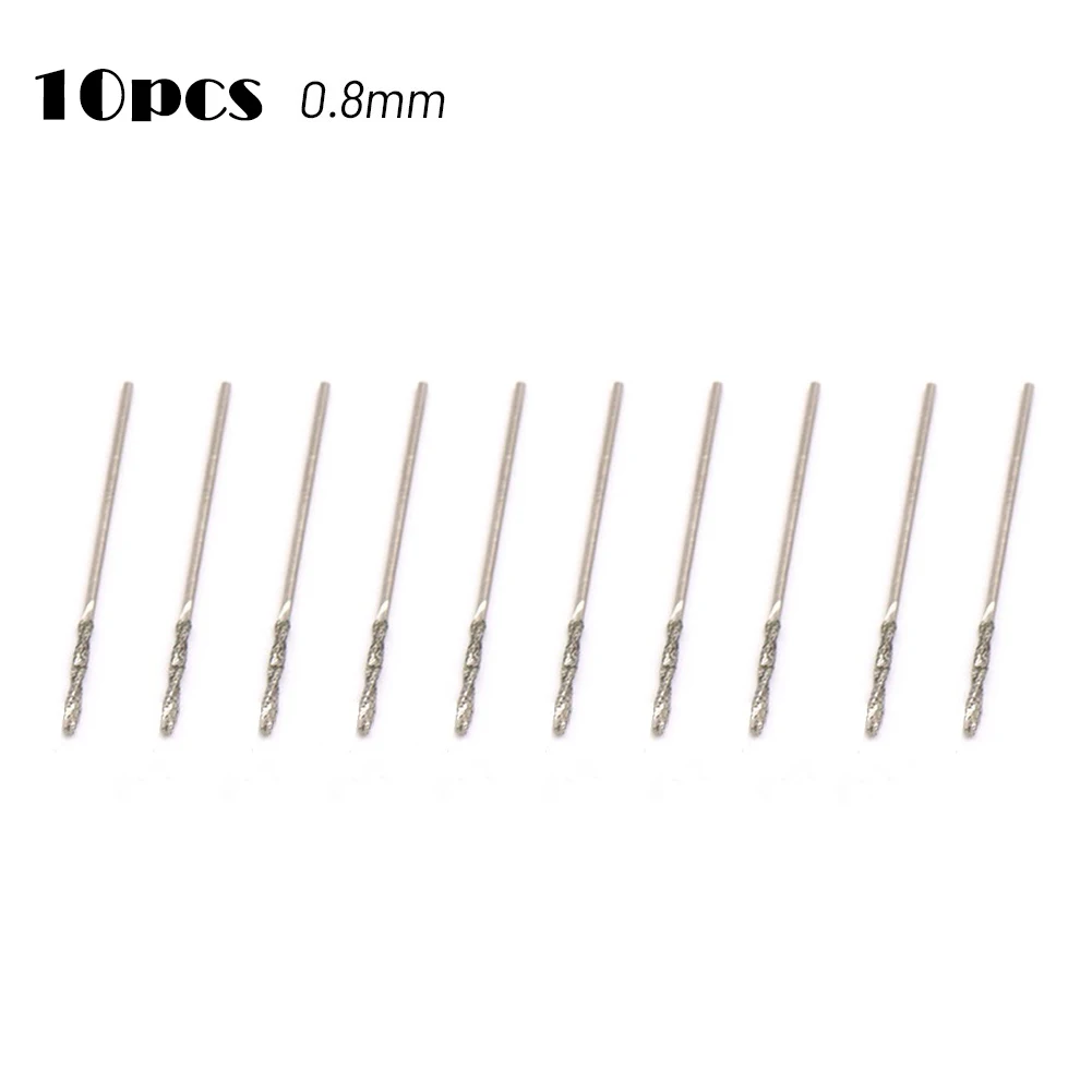 Diamond Coated Spiral Drill Bits 10Pcs 0.8/1/1.2/1.5/1.8/2/2.5/3mm For Glass Polishing Jewelry Gemstones