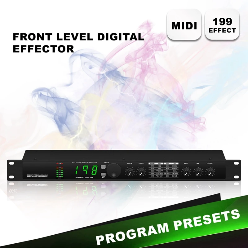 Professional Digital Reverberation Multi Effect DSP Processor Audio Processor Equalizer Durable Easy Install EU PLUG