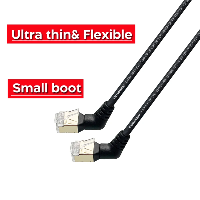 Фото COMNEN CAT6a rj45 кабель 360 ° вращающийся короткий Ethernet Патч-корд 0,2-5 м Lan тонкий кабель Rj45 соединитель 10G UTP/FTP для ПК PS4/5 №3