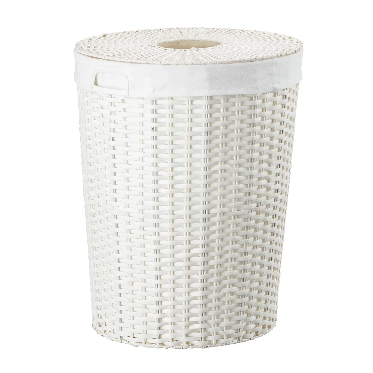 

Montauk Round Hamper White laundry basket storage basket