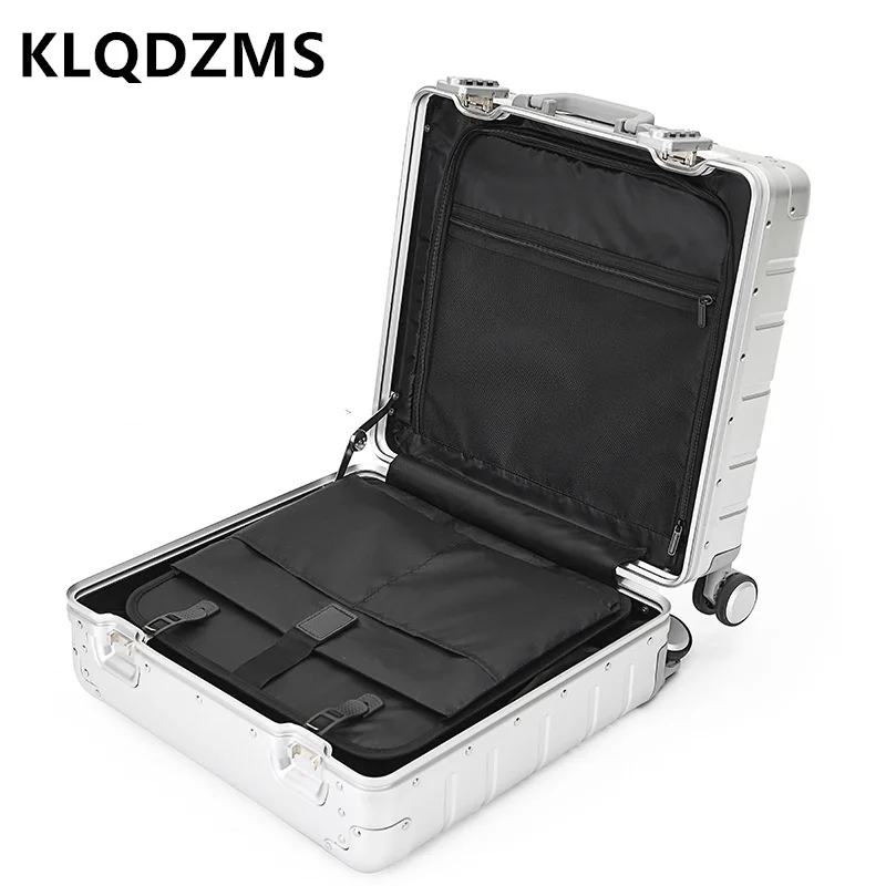 KLQDZMS Carry-on Luggage Men's Business Boarding Box Small All Aluminum Magnesium Alloy Trolley Case 18 Inches Cabin Suitcase