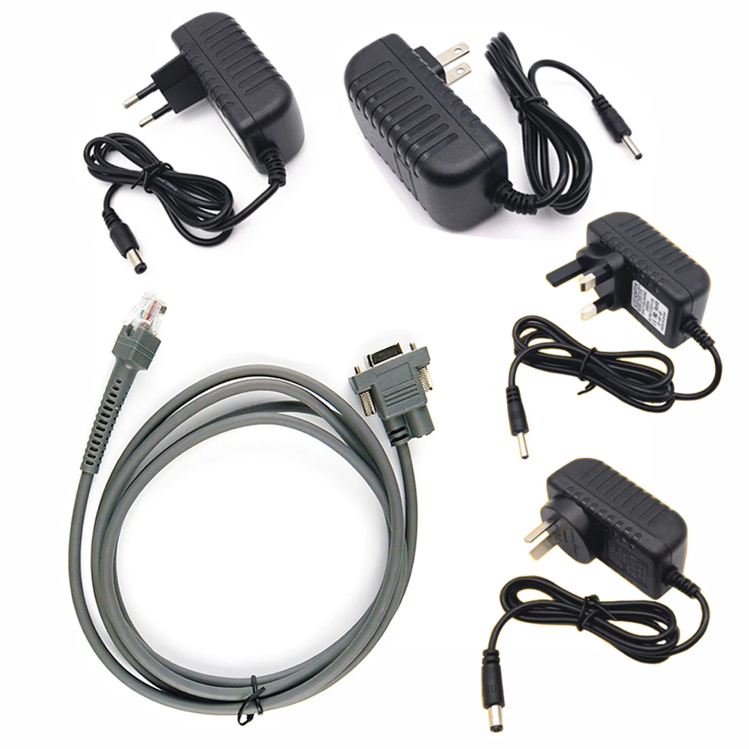 2/3/5M RS232 Straight Harness AC Adapter US EU Plug Power