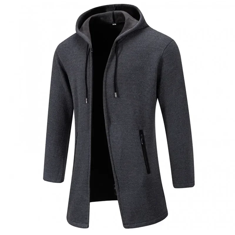 Autumn Winter Men's Casual Knitted Coat New Velvet Padded Jacket Male Hoodies Warm Jumper Fashion Zipper Mens Cardigan