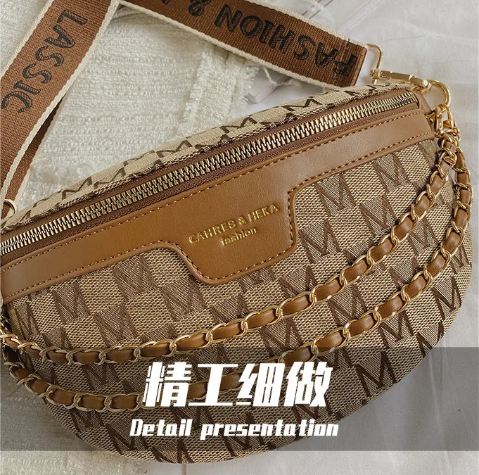 Fashion Chain Waist Bags Female Waist Pack Ladies Strap Crossbody Canvas  Bags Printed Letter Plaid Pattern Fanny Pack for Women - AliExpress