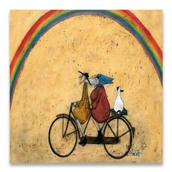 Landscape Love Dogs Pet Canvas Wall Art - Vintage Nordic Abstract Home Decor - 45x45cm No Frame (0074 - 04)