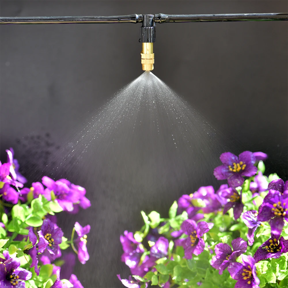 Adjustable Brass Nozzle Connection 1/4 1/2 Inch Hose Garden Spray Cooling Irrigation System 6
