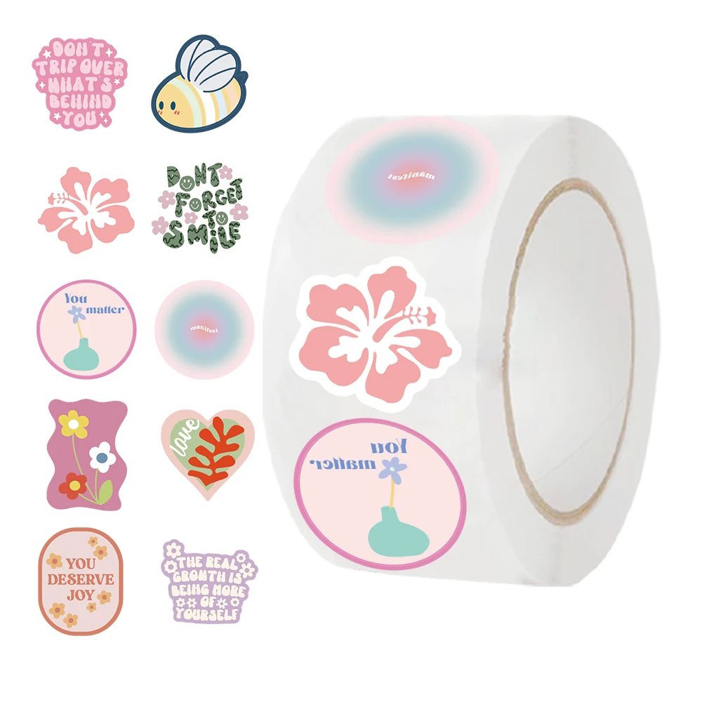 500pcs-Pink-Reward-Stickers-Roll-With-Phrase-Stickers-for-School ...