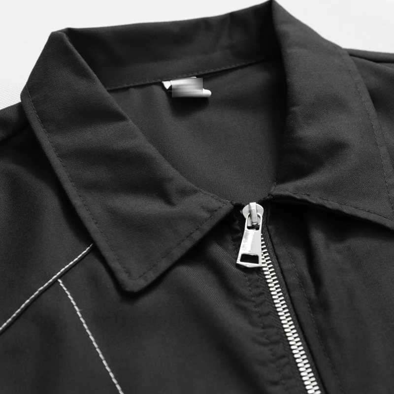 2023 summer new shirts men  wind diablo niche popular logo ins two-way zipper loose shirts with short sleeves 5