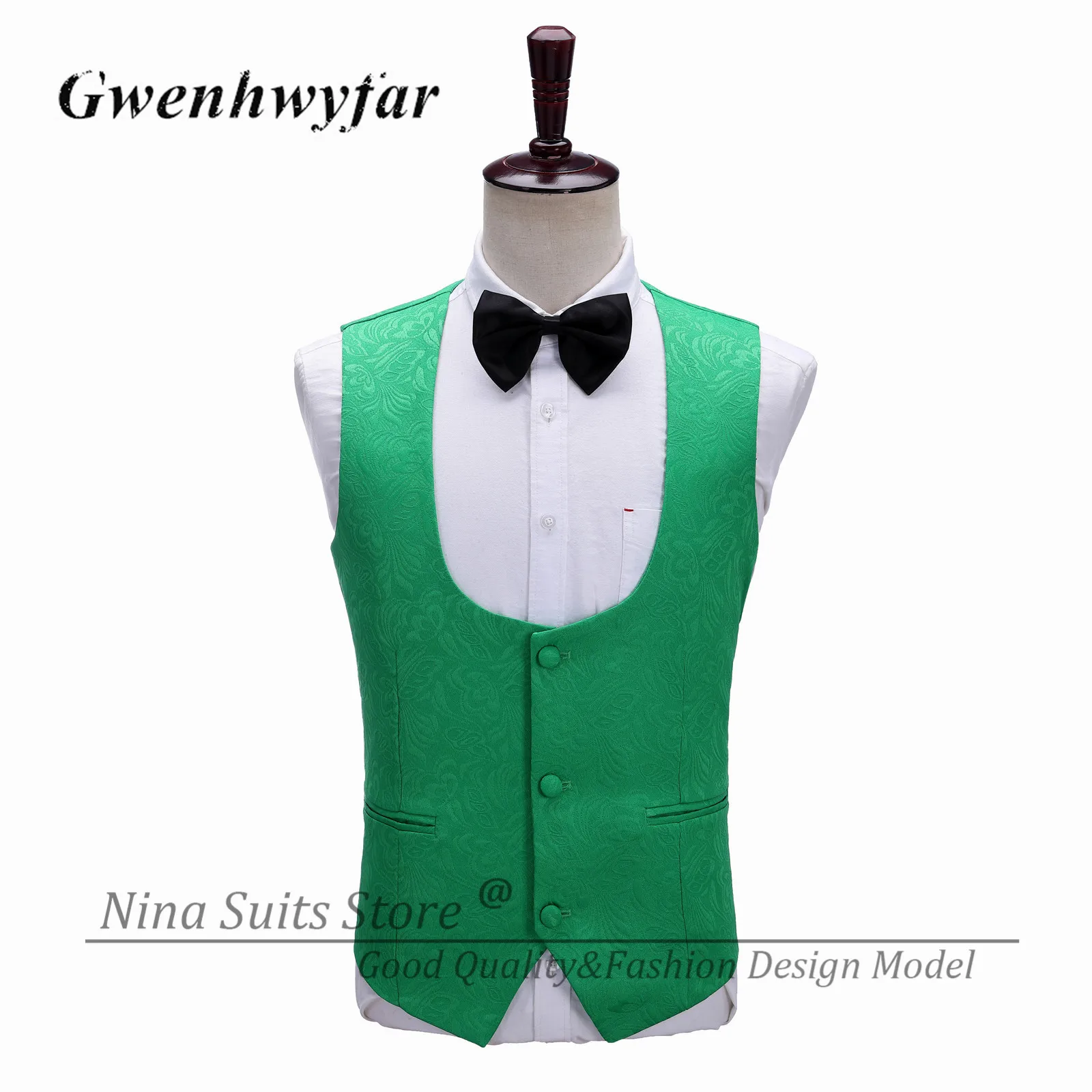 G&N 3 Pieces Lavander Jacqaurd Men's Suit Shaw Lapel Slim Fit Tuxedos Groom Tailor Made Terno Masculino (Blazer+Pants+Vest)