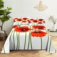 Beautiful Flower 0.9/1.2/1.5/1.8/2.0m Digital Printing Polyester Bed Flat Sheet With Pillowcase Print Bedding Set 4