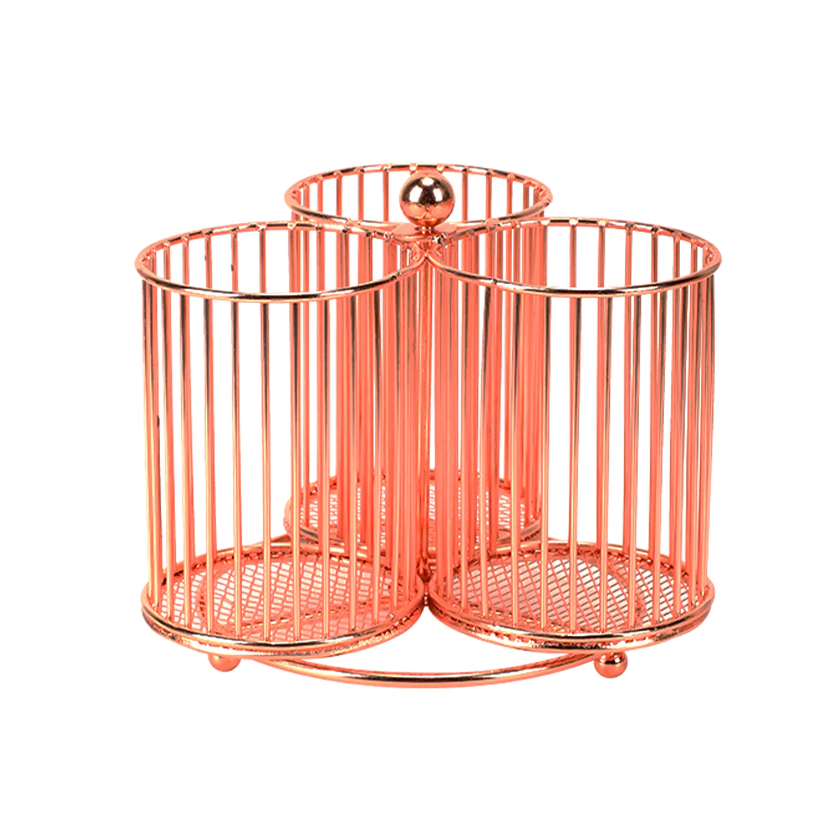 

Hollowed Out Pencil Holder Rose Gold 360 Degree Rotation Stationery 3 Sections Large Capacity Makeup Brush Desk Organizer Marker