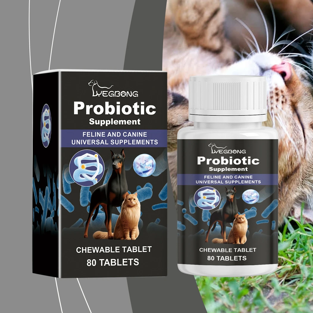 80 Tablets-Universal Probiotics for Dogs and Cats Nutritional Supplement for Enhanced Nutrient Absorption in Pets