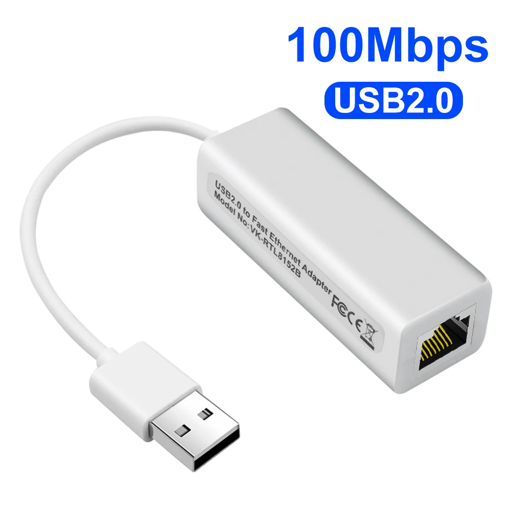 

10/100Mbps USB 2.0 Wired Network Card USB to RJ45 Ethernet Lan Adapter Cable for PC Laptop Windows 98SE ME 2000 XP Vista 7