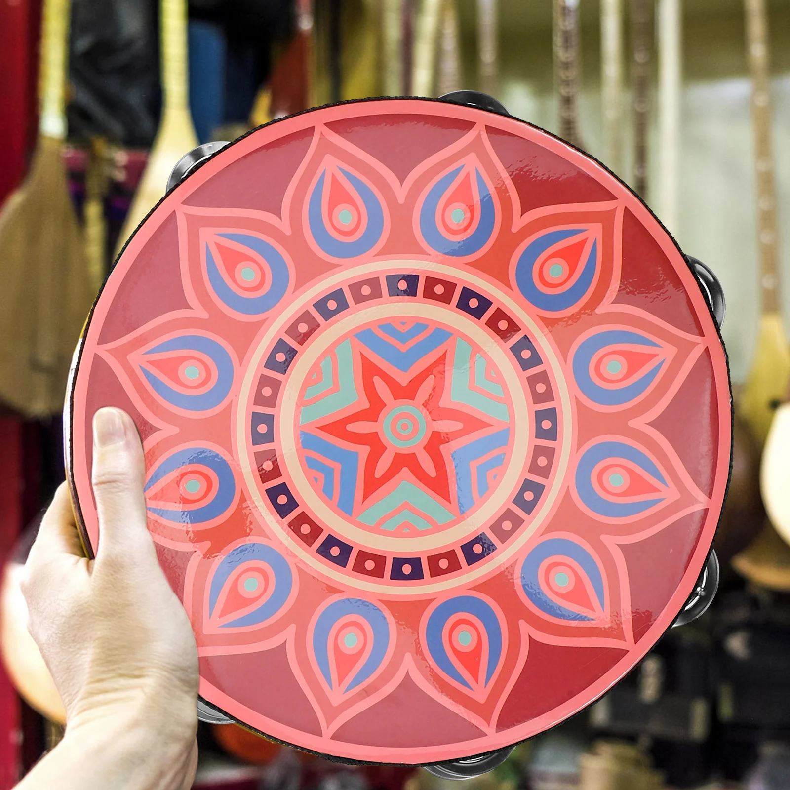 Single Row Hand Drum Tambourine Musical Instrument Adult Percussion Drums Professional Stage Dance Steel Wood Bohemian Kids