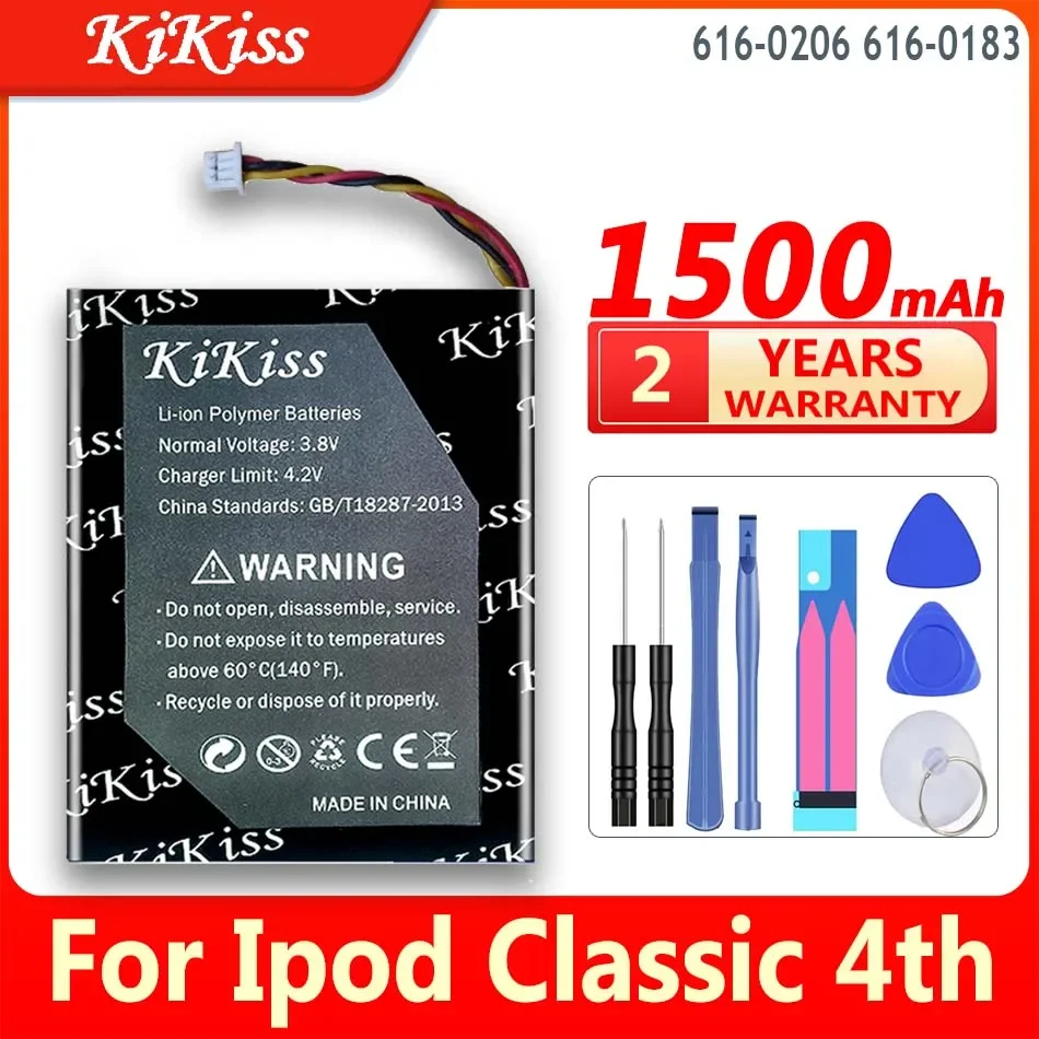 Batteria Kikiss 616-0206 616-0183 1500Mah Per Apple Ipod Classic 4Th Gen/Photo U2 A1059 20 40Gb Bateria