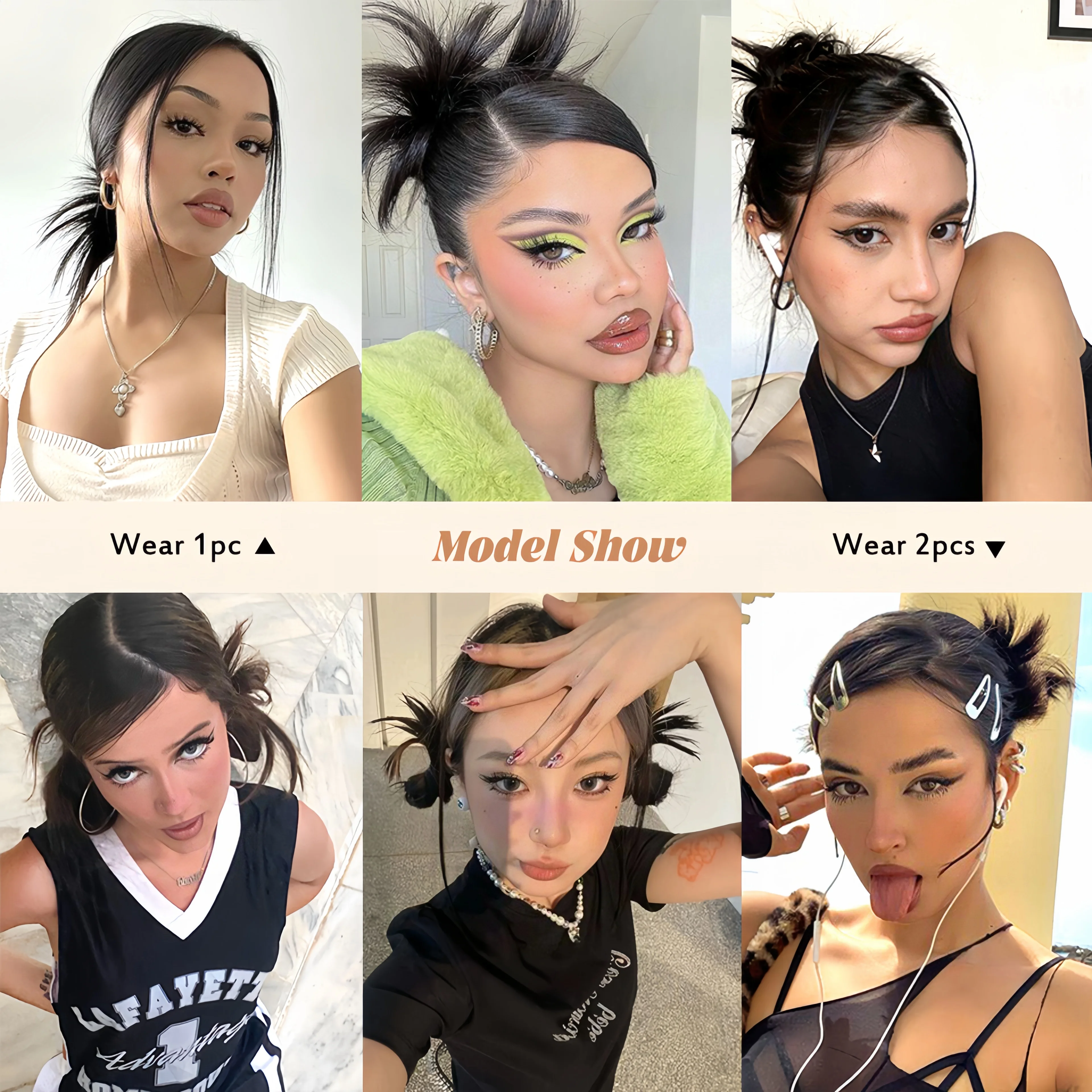 Brown Black Synthetic Hair Scrunchie for Women Messy Bun Ponytails