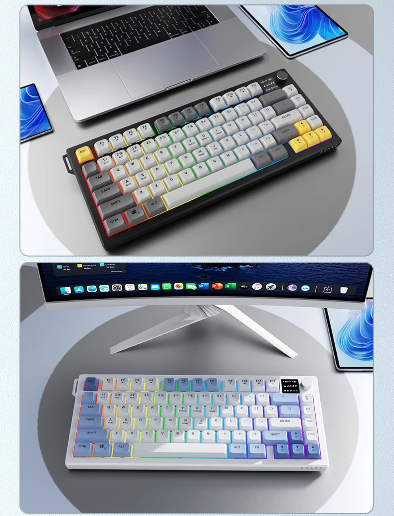 wireless rgb keyboard compatible with Windows and Mac