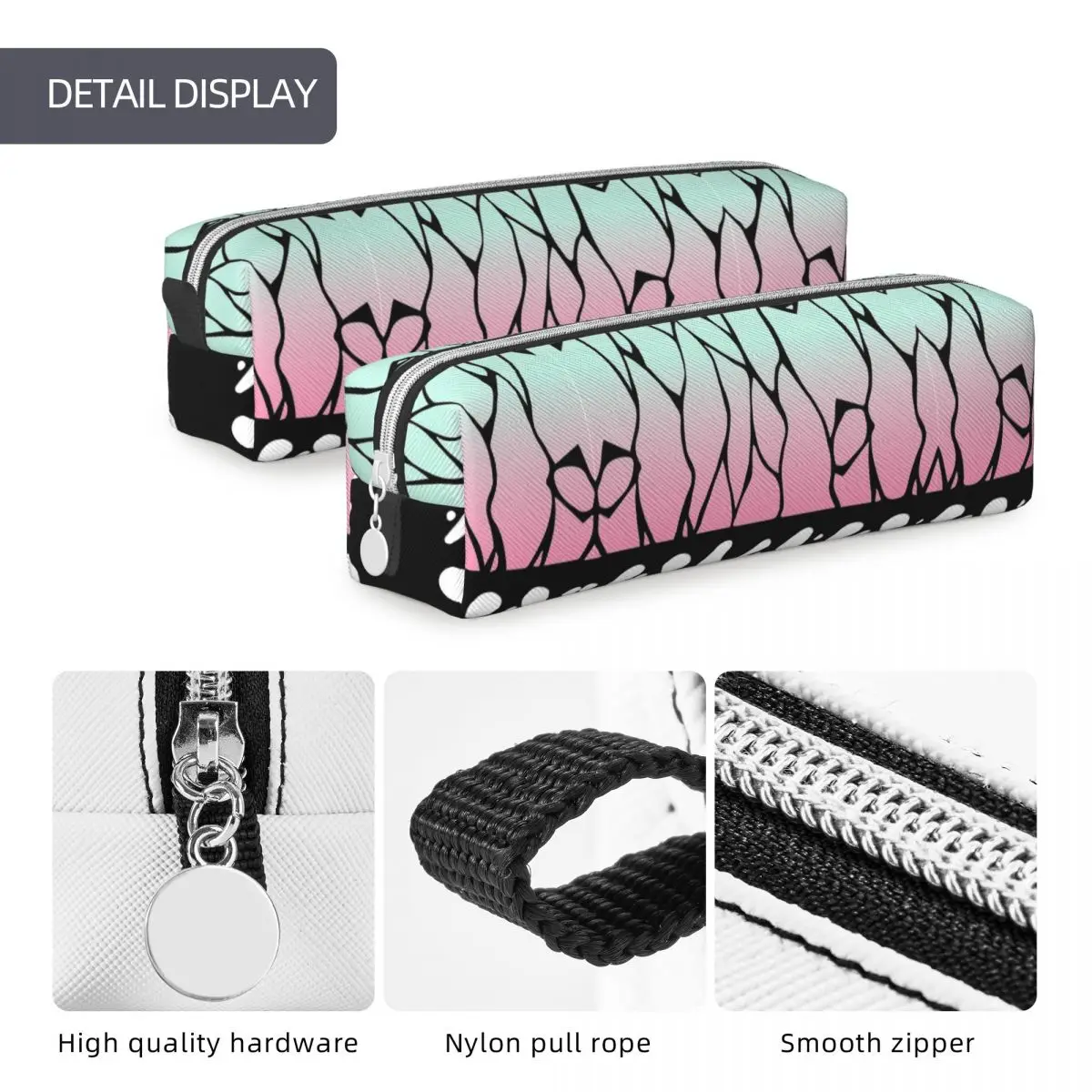Demon Slayer Pencil Case Cute Kocho Shinobu Pen Box Bag Student Large Storage Students School Cosmetic Pencil Pouch