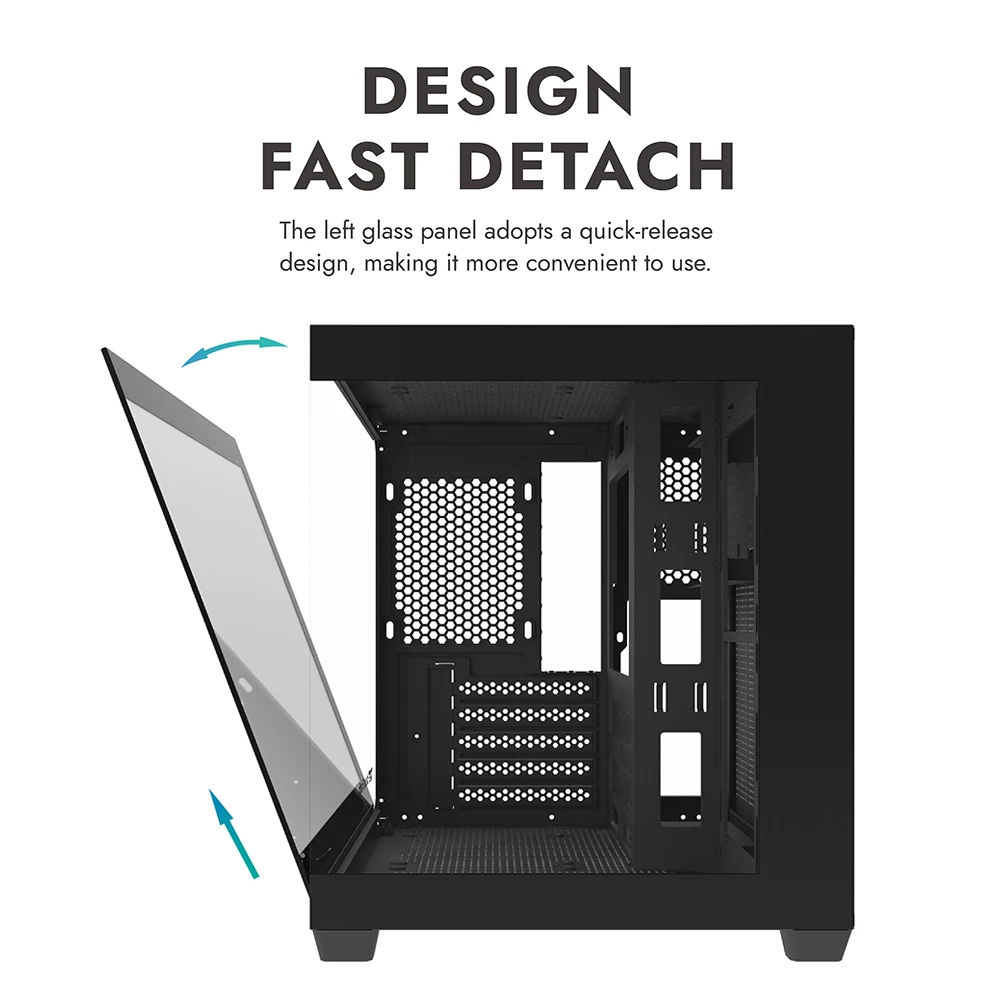 Aigo 275P PC Case Sea View Room Gaming Computer Desktop M-ATX ITX Motherboard Double-Sided Tempered Glass PC Gamer Cabinet