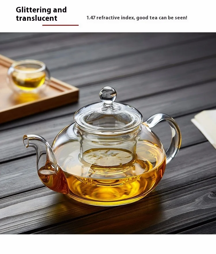 HMLOVE Heat Resistant Glass Teapot With Stainless Steel Tea Strainer Infuser Flower Kettle Kung Fu Teawear Set Puer Oolong Pot