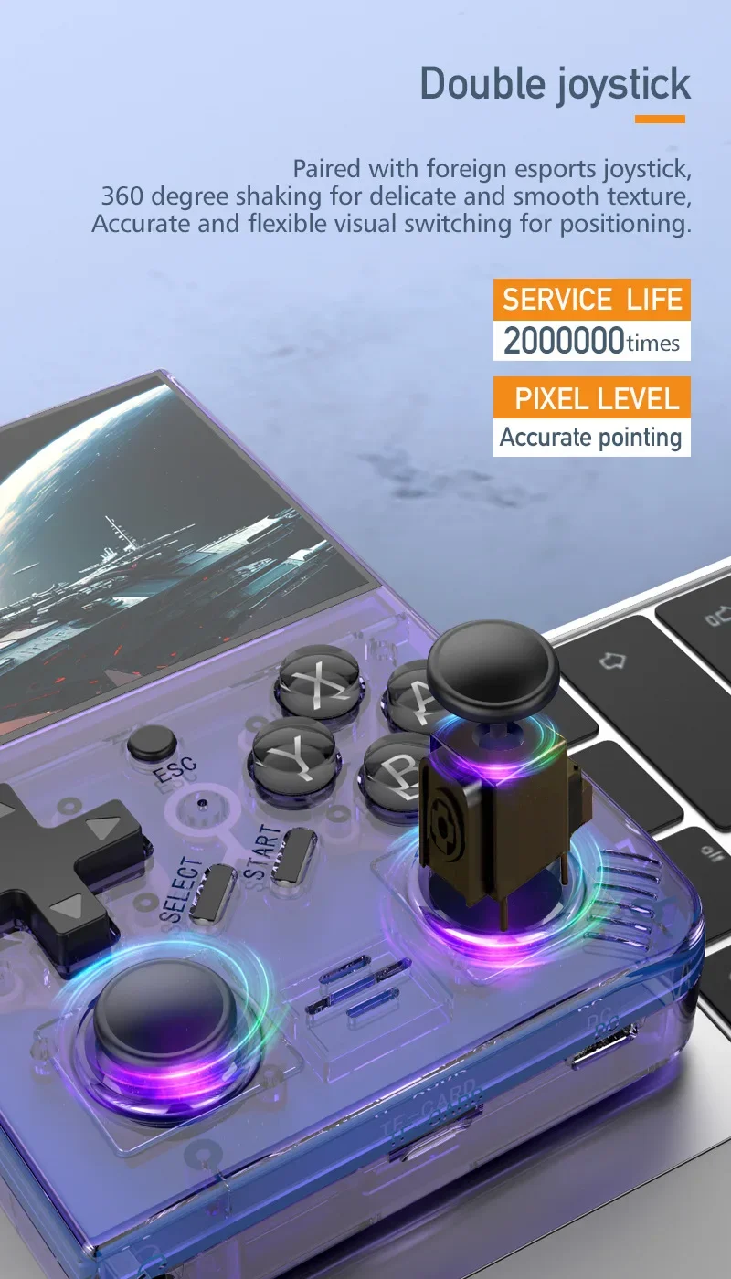 R35PlUS Retro Handheld 3.5 Inch Game Console Linux System Double Joystick Portable Pocket Video Player_voghion.com