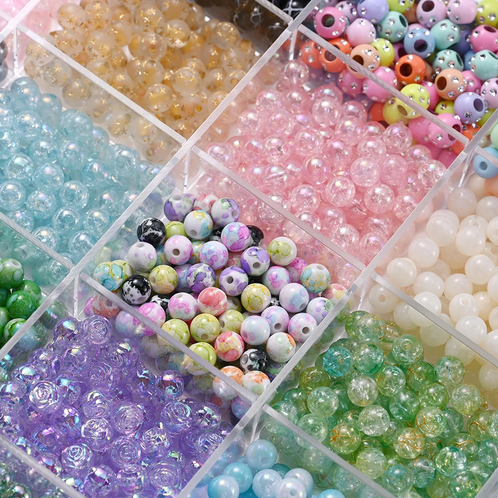 1/5 Packung 25/125 Stück 8 mm Acrylperlen Blindbox Hunderte von Perlen Stile Blindboxen für Schmuckherstellung DIY Armbänder Halsketten – Detail 10