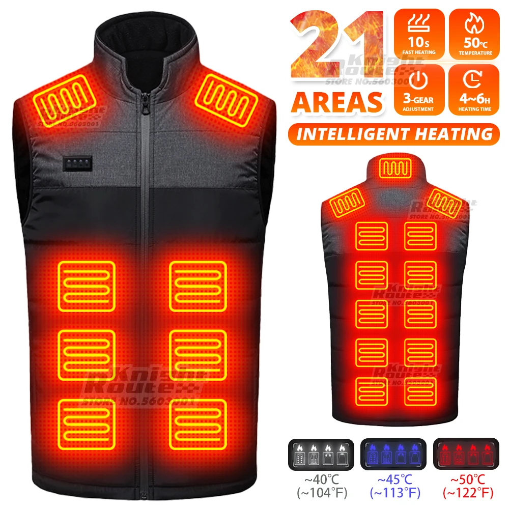 Chaleco Calefactable Con 21 Zonas De Calor - 3 Niveles De Temperatura (40°C-60°C), Carga USB, Para Hombre Y Mujer, Actividades Outdoor