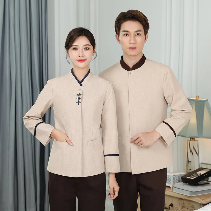 

Star Hotel Cleaning Service Uniform Long-Sleeved Property Cleaner Autumn and Winter Clothing Guest Room Waiter Workwear PA Clean