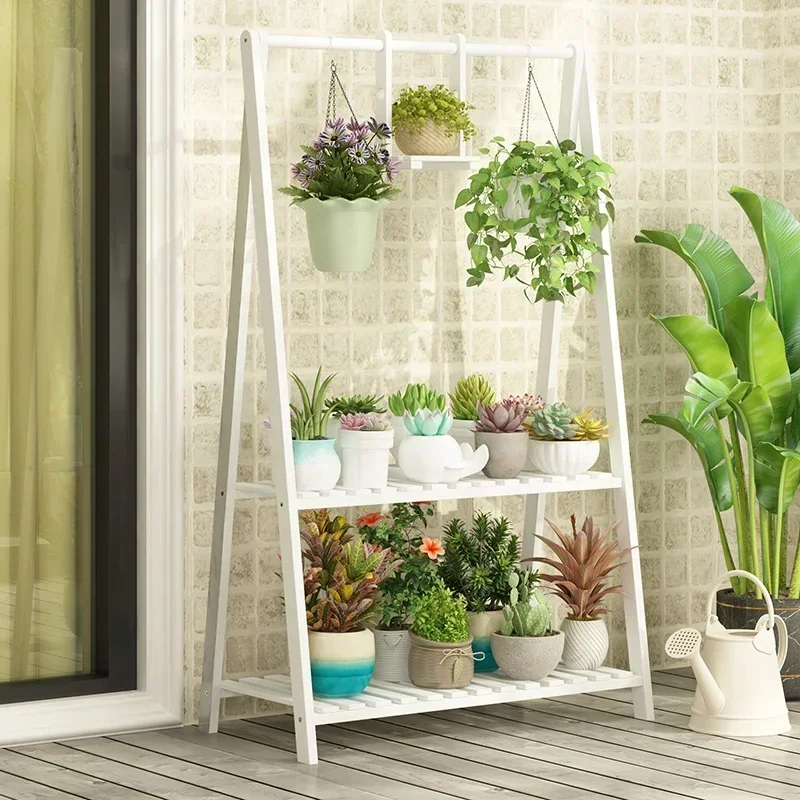 Wooden Flowers Plant Stand Indoor Patio Window Nordic Plant Stand Bedroom Adjustable Estanterias Para Plantas Balcony Furniture