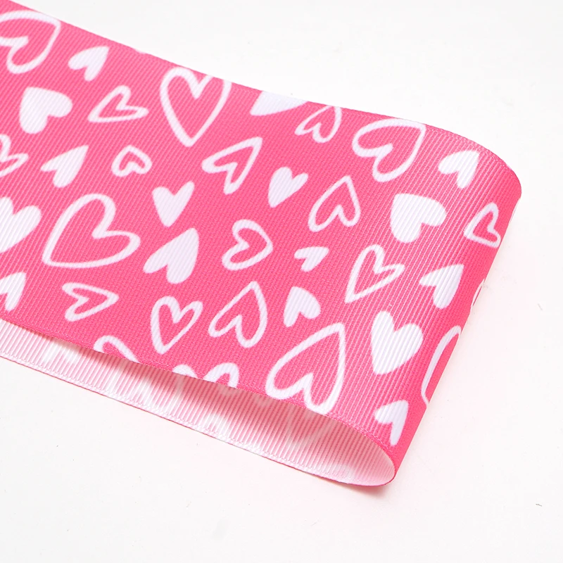 Grosgrain ribbon 5yards valentine's day printed grosgrain ribbons for hair bows DIY handmade material