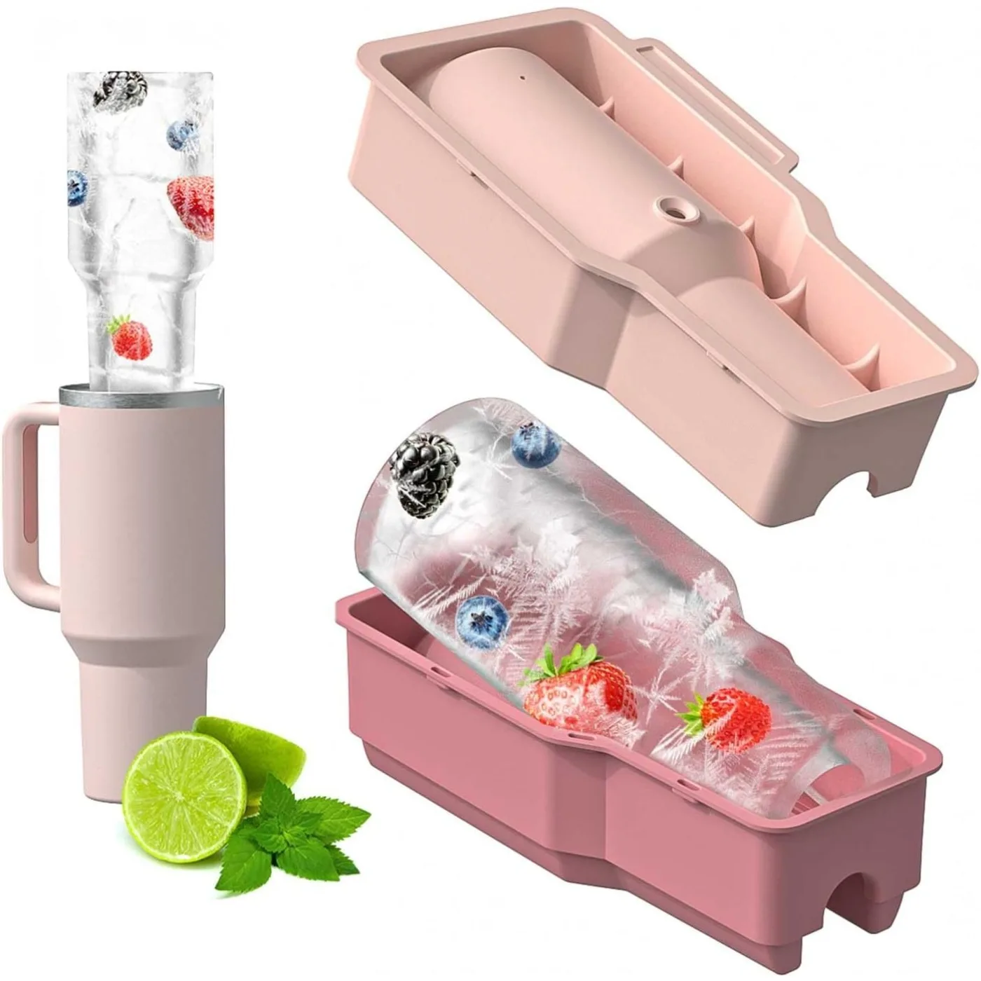 Oversized Ice Cube Molds Reusable 40OZ Stanley Ice Mold with Lid and Bin for Freezer Keep Drinks Chilled Easy to Clean ice mold,ice cream molds