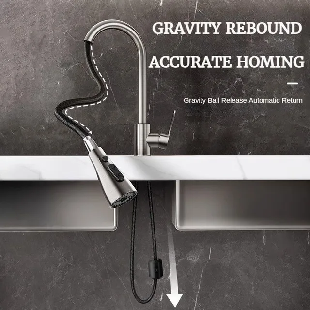 ก๊อกน้ำครัว GEGVE รุ่นใหม่ ขนาด 38 ซม. ก๊อกน้ำอ่างล้างจานแบบถอดได้ ก๊อกผสมแบบแมนนวล สำหรับครัวอิสราเอล ผลิตจากทองเหลือง 4