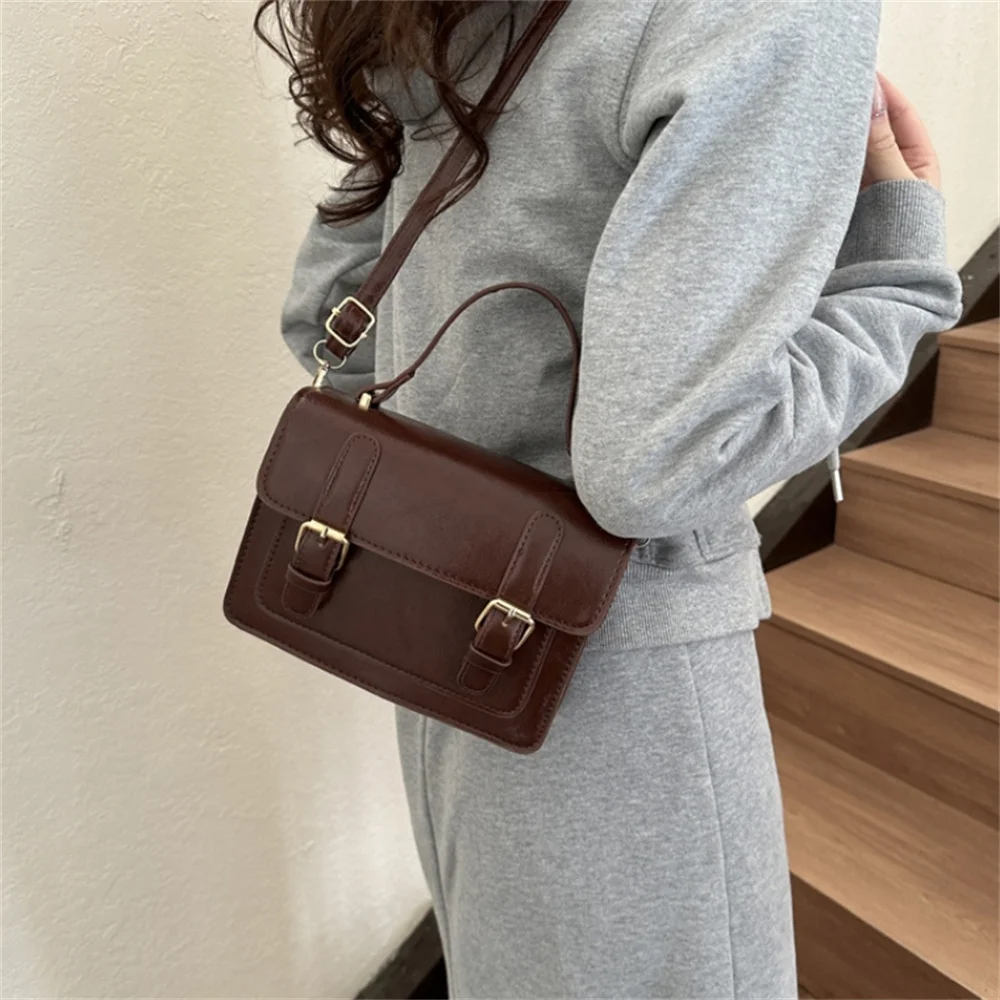 Vintage Women's Bag Lady Retro Small Square Female Shoulder Crossbody Bag Messenger Female High Quality Pu Leather Flap Handbag