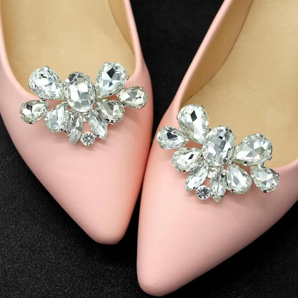 1pc Dame Schuh clip Hochzeits schuhe High Heel Frauen Braut Dekoration Strass glänzende dekorative Clips Charm Schnalle – Detail 7