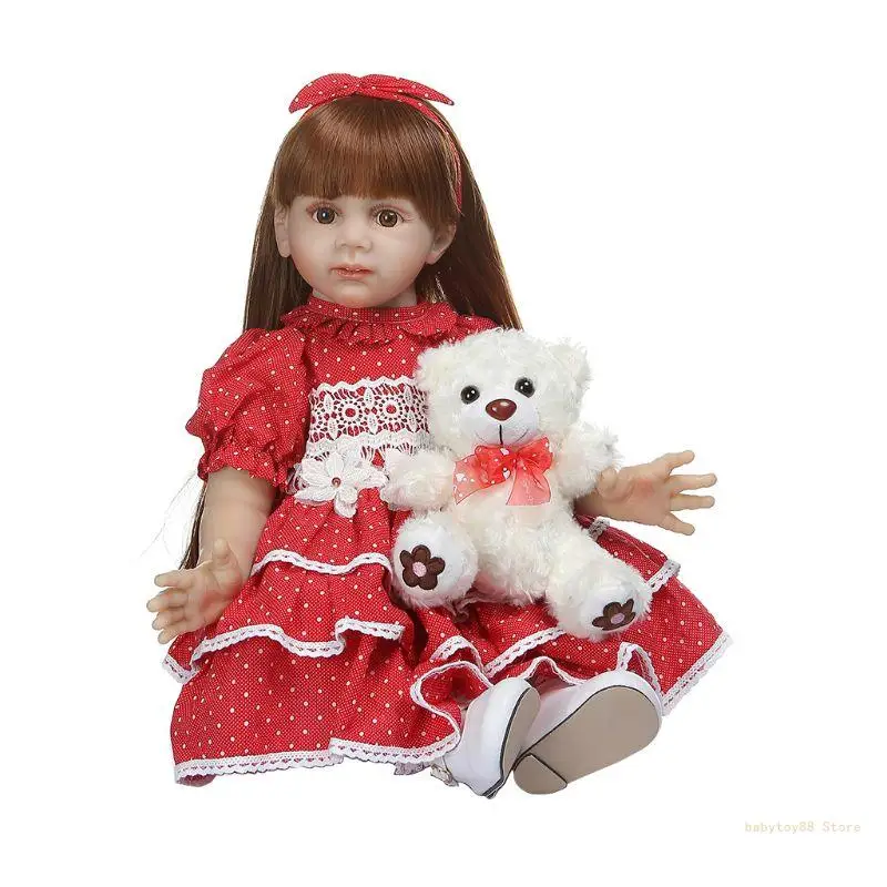 

Y4UD 24in Realistic for DOLL Soft Silicone Vinyl Newborn Babies Girl Bear Life